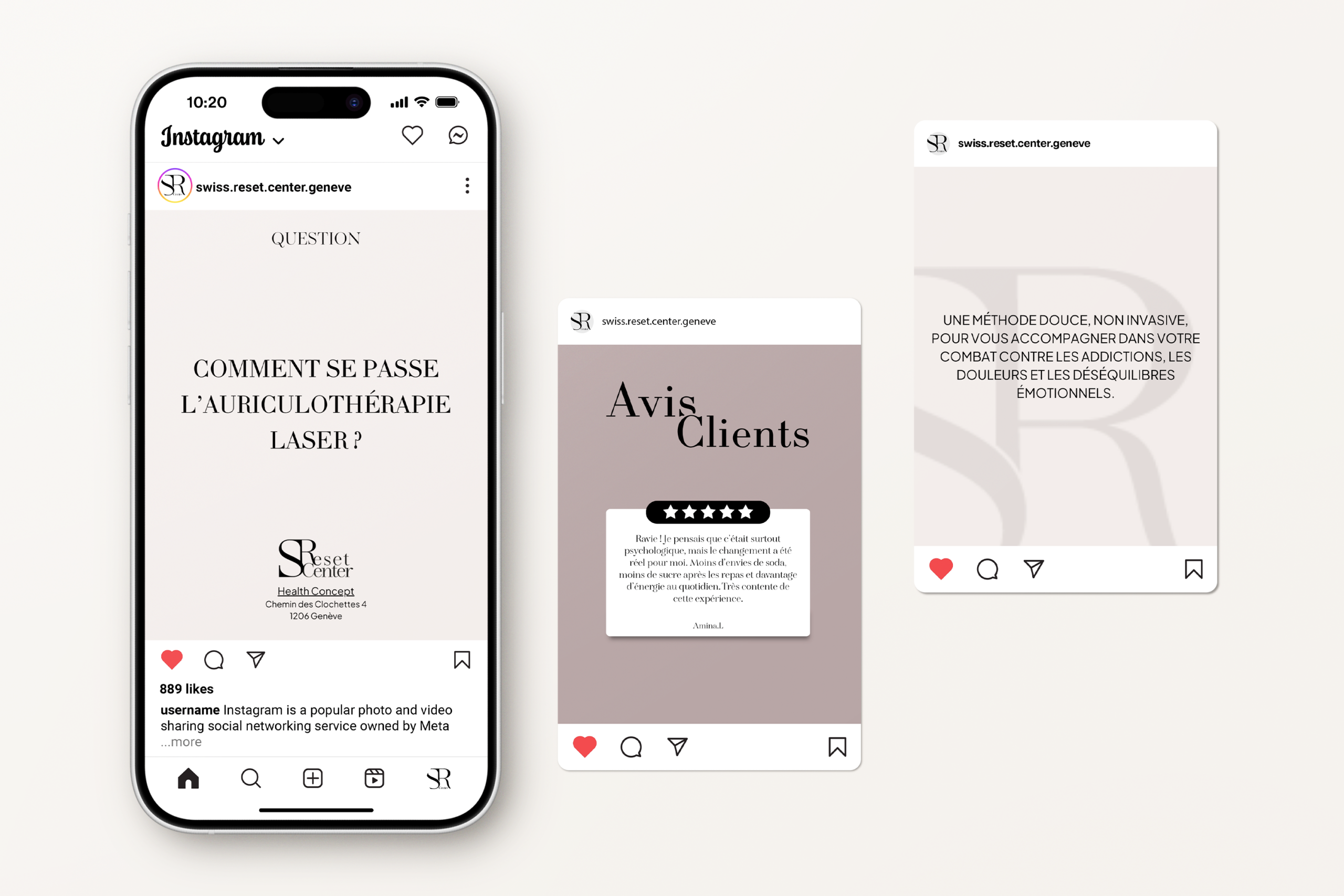 Création contenus Instagram Swiss Reset Center