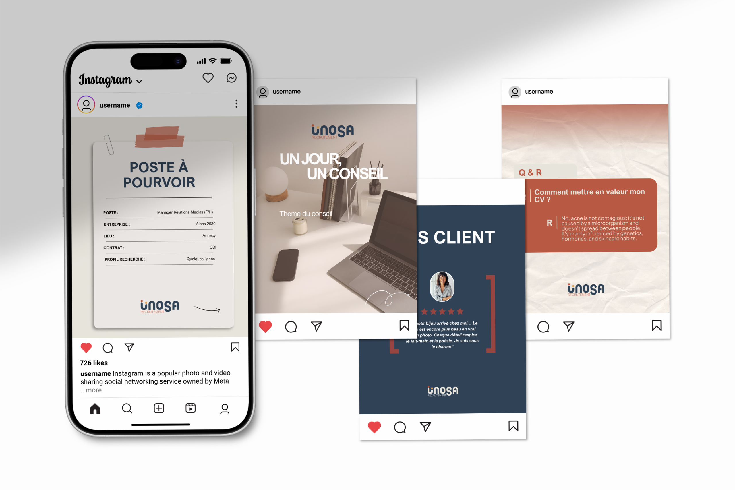 Templates réseaux sociaux UNOSA recrutement